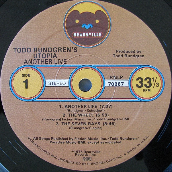 Utopia - Another Live | Bearsville (RNLP 70867) - 3