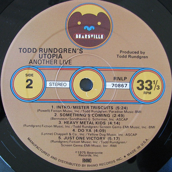 Utopia - Another Live | Bearsville (RNLP 70867) - 4