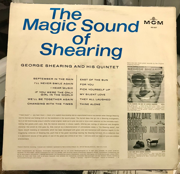 The George Shearing Quintet - The Magic Sound Of Shearing | MGM Records (65 027) - 2