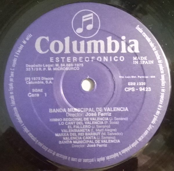 Banda Municipal De Valencia - Antologia De Musica Valenciana | Columbia (CPS - 9423) - 3