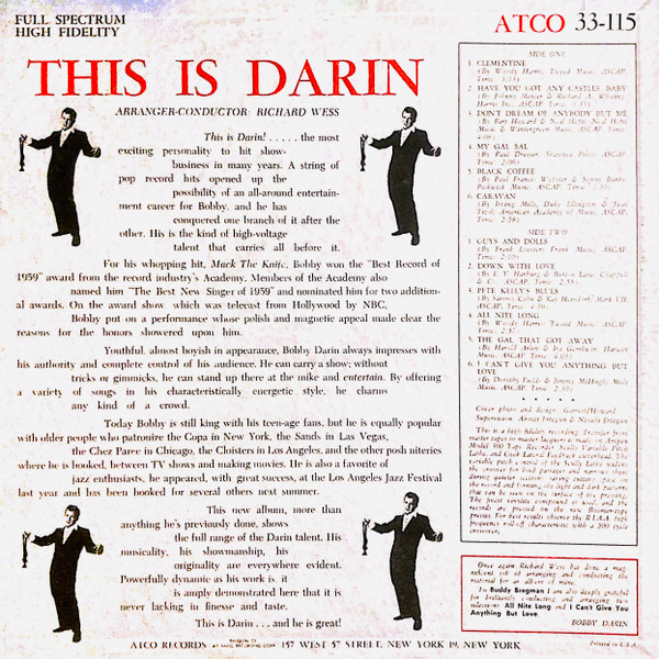 Bobby Darin - This Is Darin | ATCO Records (33-115) - 2