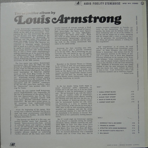 Louis Armstrong - The Definitive Album By Louis Armstrong | Audio Fidelity (AF 9012) - 2 Louis Armstrong - The Definitive Album By Louis Armstrong | Audio Fidelity (AF 9012) - 2