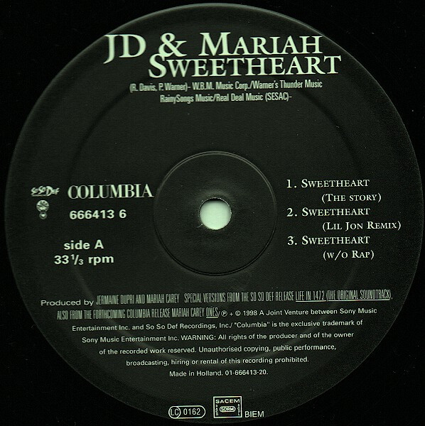 Jermaine Dupri & Mariah Carey - Sweetheart | Columbia (666413 6) - 3 Jermaine Dupri & Mariah Carey - Sweetheart | Columbia (666413 6) - 3