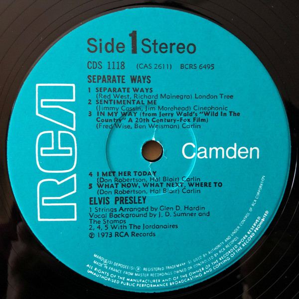 Elvis Presley - Separate Ways | RCA Camden (CDS 1118) - 3 Elvis Presley - Separate Ways | RCA Camden (CDS 1118) - 3