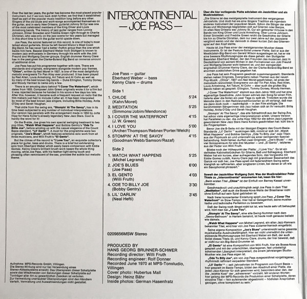 Joe Pass - Intercontinental [Vinyl] | MPS Records (0209856MSW) - 2