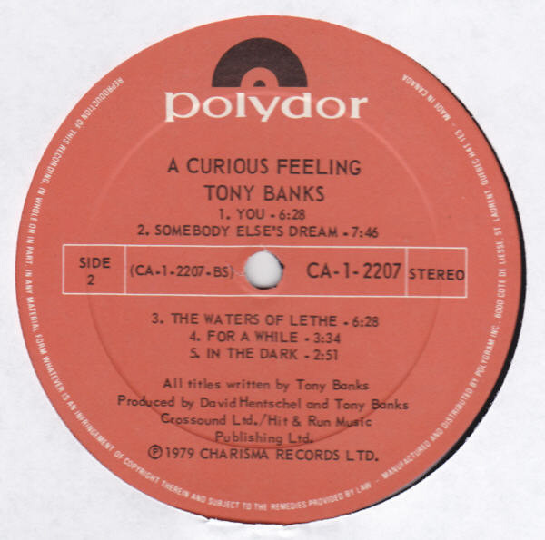 Tony Banks - A Curious Feeling | Polydor (CA-1-2207) - 4