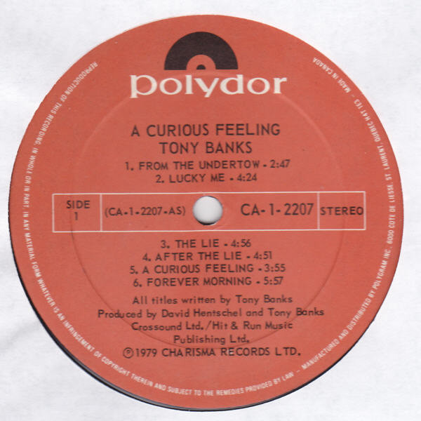 Tony Banks - A Curious Feeling | Polydor (CA-1-2207) - 3