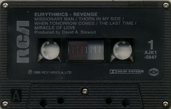 Eurythmics - Revenge [Cassette] | RCA (AJK1-5847) - 4