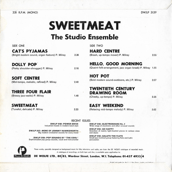 The Studio Ensemble - Sweetmeat | Music De Wolfe (DW/LP 3139) - 2