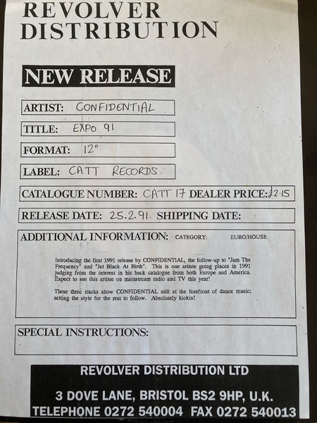 Confidential - Expo 91 | Catt Records (CATT 017) - 3