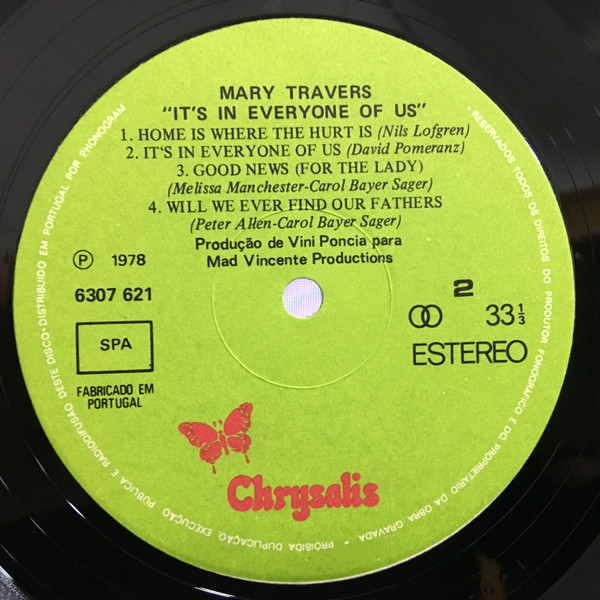 Mary Travers - It's In Everyone Of Us | Chrysalis (6307 621)