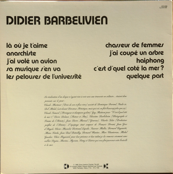 Didier Barbelivien - Là Où Je T'aime | Kébec-Disc (KD-636) - 2 Didier Barbelivien - Là Où Je T'aime | Kébec-Disc (KD-636) - 2