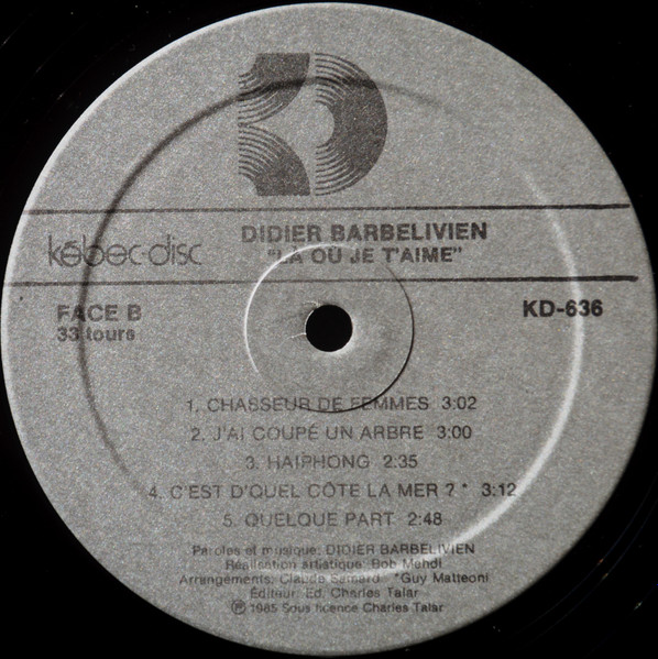 Didier Barbelivien - Là Où Je T'aime | Kébec-Disc (KD-636) - 4 Didier Barbelivien - Là Où Je T'aime | Kébec-Disc (KD-636) - 4
