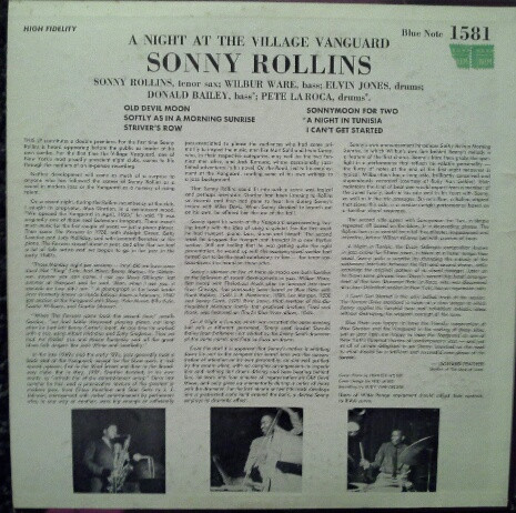 Sonny Rollins - A Night At The "Village Vanguard" | Blue Note (BLP 1581) - 2 Sonny Rollins - A Night At The "Village Vanguard" | Blue Note (BLP 1581) - 2