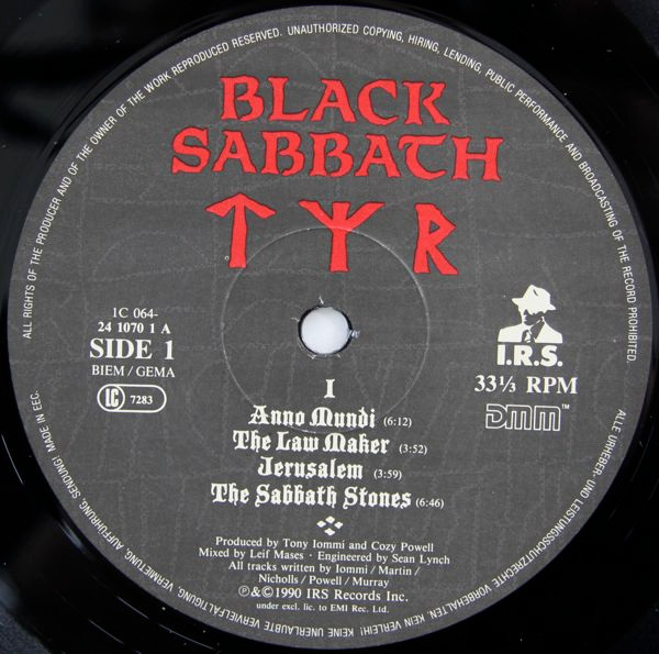 Black Sabbath - Tyr | I.R.S. Records (1C 064-24 1070 1) - 4