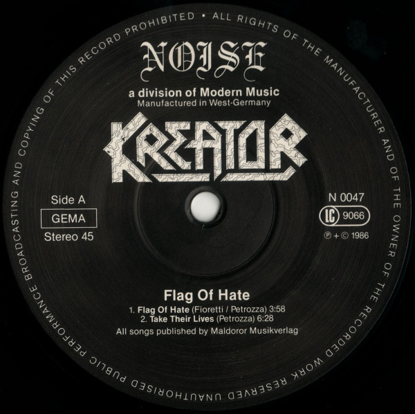 Kreator - Flag Of Hate | Noise (N 0047) - 3