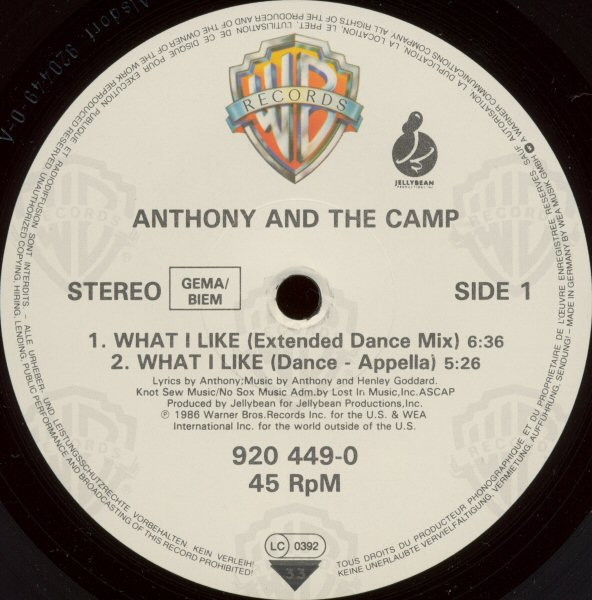 Anthony And The Camp - What I Like | Warner Bros. Records (920 449-0) - 3 Anthony And The Camp - What I Like | Warner Bros. Records (920 449-0) - 3