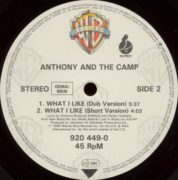 Anthony And The Camp - What I Like | Warner Bros. Records (920 449-0) - 4 Anthony And The Camp - What I Like | Warner Bros. Records (920 449-0) - 4