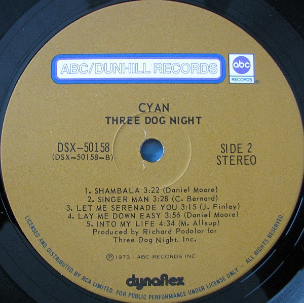 Three Dog Night - Cyan [Vinyl] | ABC/Dunhill Records (DSX-50158) - 4