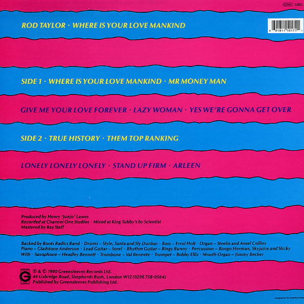 Rod Taylor - Where Is Your Love Mankind | Greensleeves Records (GREL 17) - 2 Rod Taylor - Where Is Your Love Mankind | Greensleeves Records (GREL 17) - 2
