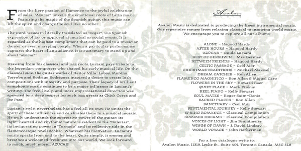 Guido Luciani - Azucar: The Magic Of Spanish Guitar | Avalon (SOLCD18) - 3 Guido Luciani - Azucar: The Magic Of Spanish Guitar | Avalon (SOLCD18) - 3
