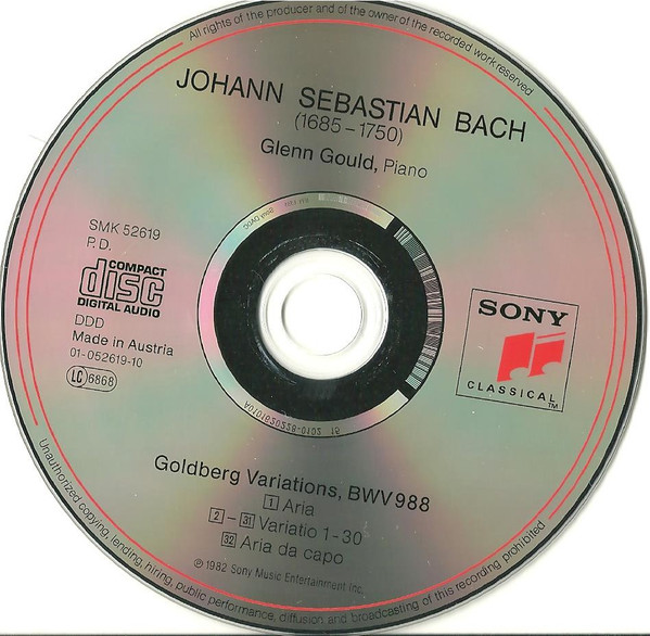 Johann Sebastian Bach , Glenn Gould - Goldberg Variations BWV 988 (1981 Digital Recording) | Sony Classical (SMK 52619) - 3
