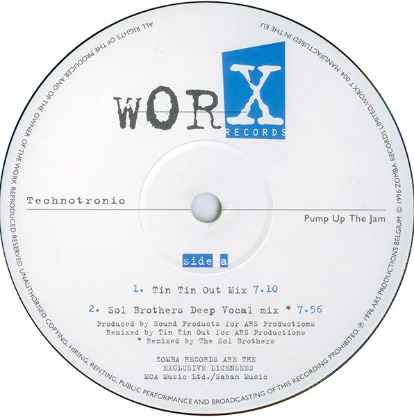 Technotronic - Pump Up The Jam '96 | Worx Records (WORX T 004) - 3 Technotronic - Pump Up The Jam '96 | Worx Records (WORX T 004) - 3