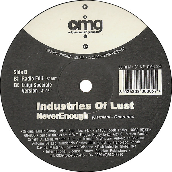 Industries Of Lust - Never Enough | Original Music Group (OMG 003) - 3