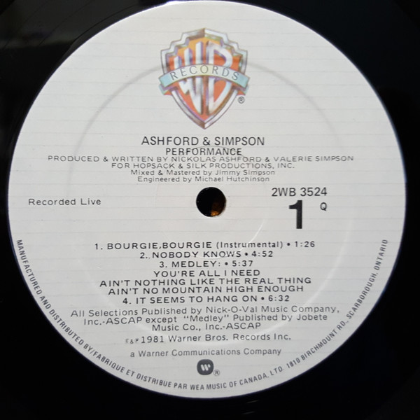 Ashford & Simpson - Performance | Warner Bros. Records (2WB 3524) - 3 Ashford & Simpson - Performance | Warner Bros. Records (2WB 3524) - 3