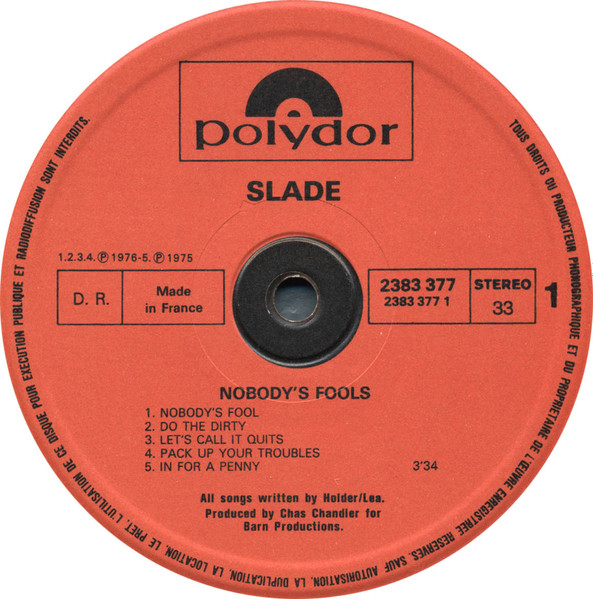 Slade - Nobody's Fools | Polydor (2383 377) - 3