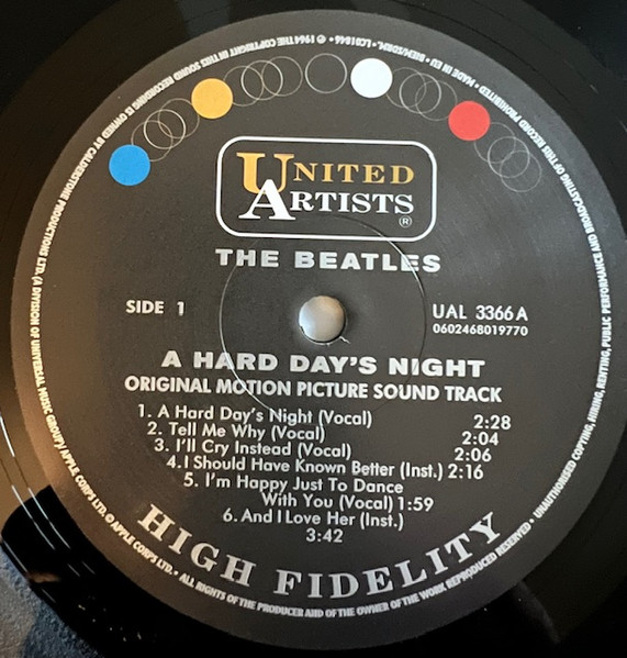The Beatles - A Hard Day's Night (Original Motion Picture Sound Track) | United Artists Records (UAL 3366) - 3 The Beatles - A Hard Day's Night (Original Motion Picture Sound Track) | United Artists Records (UAL 3366) - 3