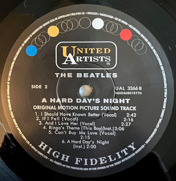 The Beatles - A Hard Day's Night (Original Motion Picture Sound Track) | United Artists Records (UAL 3366) - 4 The Beatles - A Hard Day's Night (Original Motion Picture Sound Track) | United Artists Records (UAL 3366) - 4