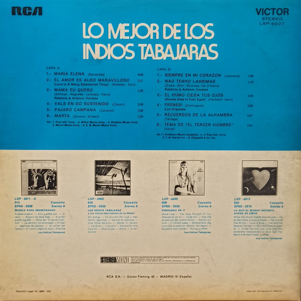 Los Indios Tabajaras - Lo Mejor De Los Indios Tabajaras | RCA Victor (LSP - 4007) - 2 Los Indios Tabajaras - Lo Mejor De Los Indios Tabajaras | RCA Victor (LSP - 4007) - 2