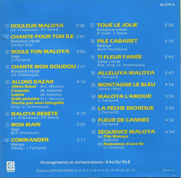 Kalou Pilé - Week-End À L'Île De La Réunion Ségas, Maloyas Et Romances Créoles | Disques Déesse (32 275-2) - 4