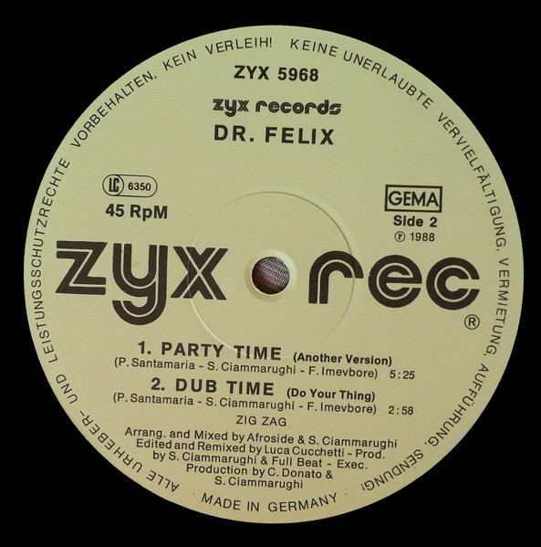 Dr. Felix - Party Time | ZYX Records (ZYX 5968) - 4
