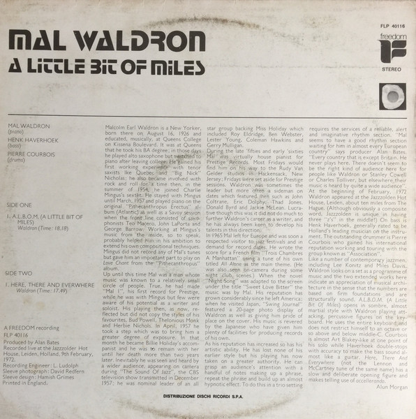 Mal Waldron - A Little Bit Of Miles | Freedom (FLP 40116) - 2