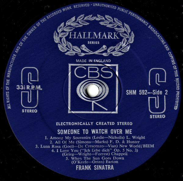 Frank Sinatra - Someone To Watch Over Me | Hallmark Records (HM 592) - 4