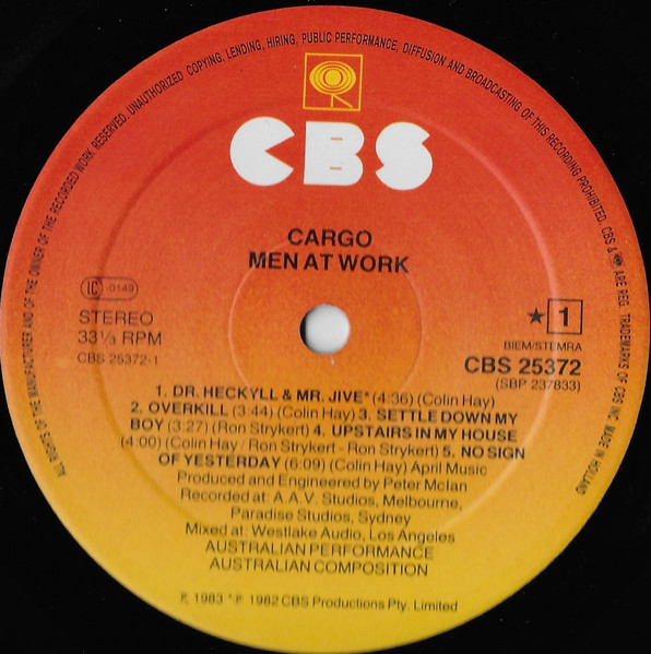 Men At Work - Cargo | CBS (CBS 32781) - 3 Men At Work - Cargo | CBS (CBS 32781) - 3
