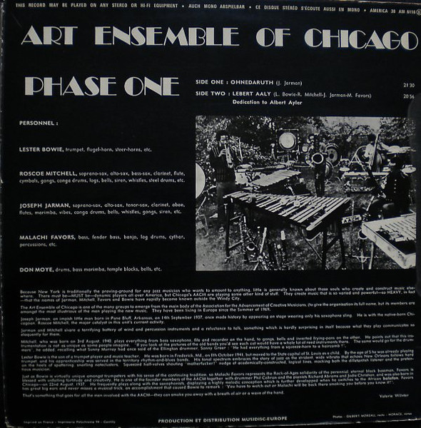 The Art Ensemble Of Chicago - Phase One | America Records (30 AM 6116) - 3 The Art Ensemble Of Chicago - Phase One | America Records (30 AM 6116) - 3