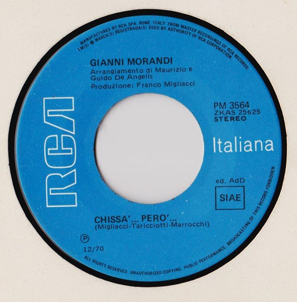 Gianni Morandi - Capriccio / Chissà...Però... | RCA Italiana (PM 3564) - 4