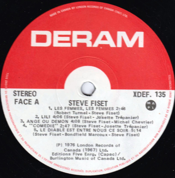 Steve Fiset - Ange Ou Démon | Deram (XDEF. 135) - 3