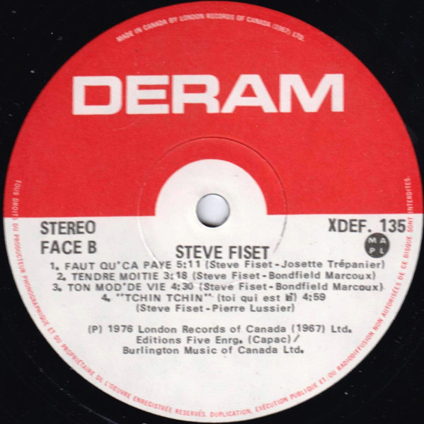 Steve Fiset - Ange Ou Démon | Deram (XDEF. 135) - 4