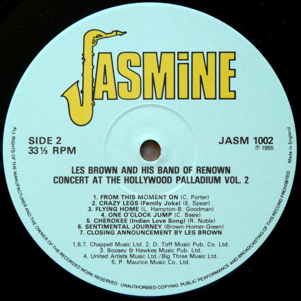 Les Brown And His Band Of Renown - Concert At The Palladium Vol 2 | Jasmine Records (JASM 1002) - 4 Les Brown And His Band Of Renown - Concert At The Palladium Vol 2 | Jasmine Records (JASM 1002) - 4