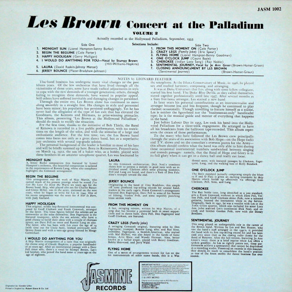 Les Brown And His Band Of Renown - Concert At The Palladium Vol 2 | Jasmine Records (JASM 1002) - 2 Les Brown And His Band Of Renown - Concert At The Palladium Vol 2 | Jasmine Records (JASM 1002) - 2