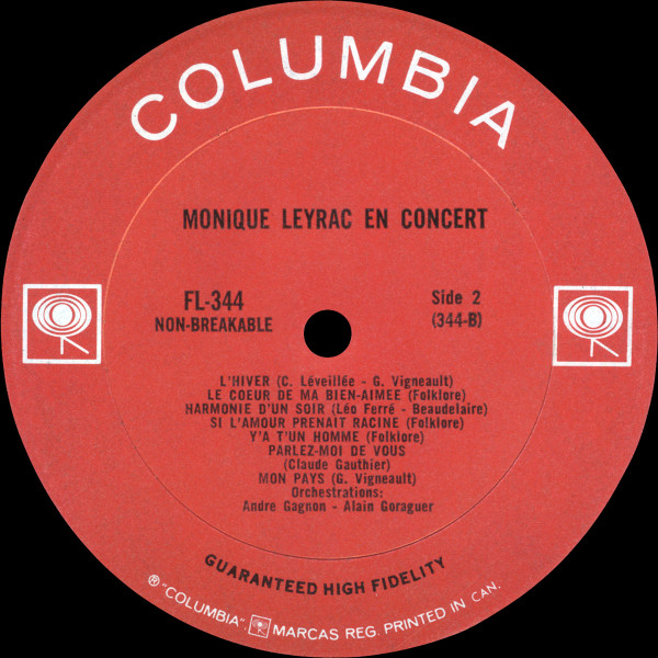 Monique Leyrac - En Concert | Columbia (FL-344) - 4