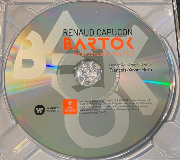 Béla Bartók , Renaud Capuçon , London Symphony Orchestra , François-Xavier Roth - Violin Concertos Nos. 1 & 2 | Erato (0190295708078) - 2