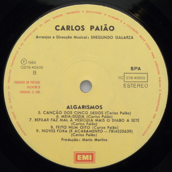 Carlos Paião - Algarismos | EMI (11C 078-40600) - main