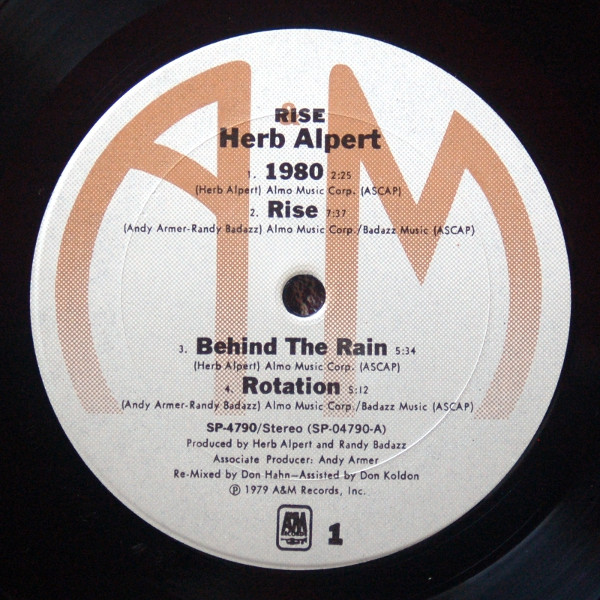 Herb Alpert - Rise | A&M Records (SP-4790) - 3 Herb Alpert - Rise | A&M Records (SP-4790) - 3