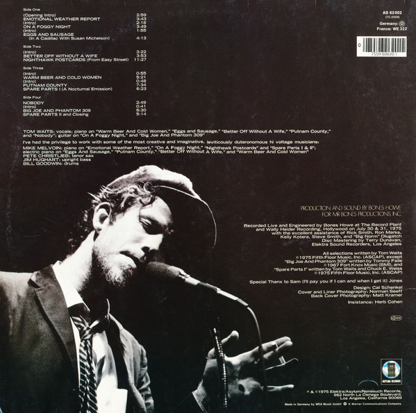 Tom Waits - Nighthawks At The Diner | Asylum Records (AS 63 002) - 3