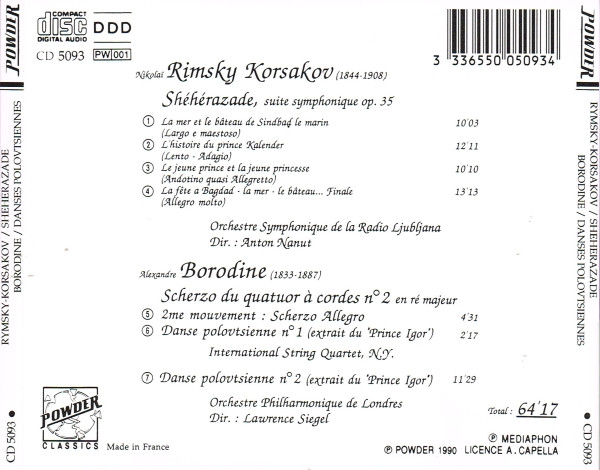 Nikolai Rimsky-Korsakov / Alexander Borodin - Shéhérazade / Danses Polovtsiennes | Powder (CD 5093) - 3 Nikolai Rimsky-Korsakov / Alexander Borodin - Shéhérazade / Danses Polovtsiennes | Powder (CD 5093) - 3